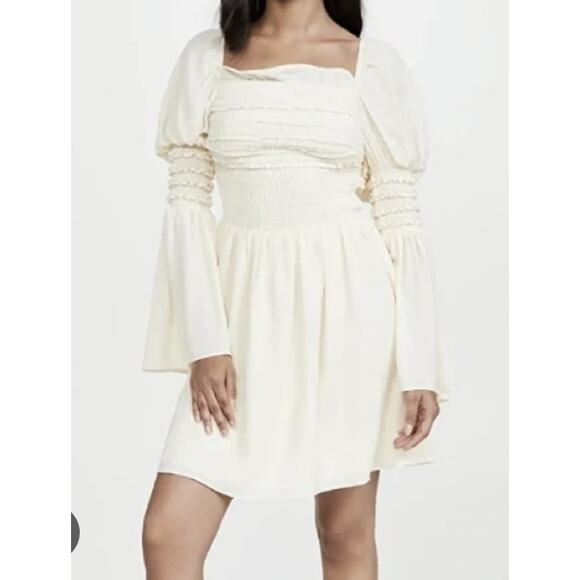 OPT One Pretty Time Luanne Dress XS Long Sleeve Milkmaid Mini Cream Costume NWT - Picture 2 of 10